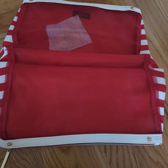 Lancome Red and White Striped Cosmetic Bag - Picture 3 of 6